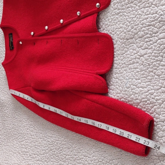 Geiger Tyrol Size 36 Austria Pure New Wool Red Button Front Sweater Jacket - Picture 6 of 16